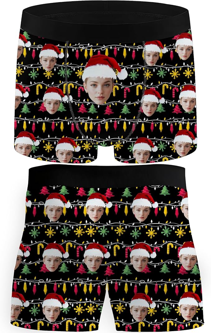 M YESCUSTOM Custom Faces Funny Short Briefs Gift for Husband Underwear