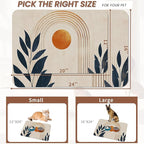 Sun Boho Leaf Dog Cat Food Mat,Absorbent Pet Feeding Mat for Food and Water,Non-Slip Dog Bowl Mats Floor Protector 12"x20"