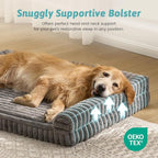 Cute Dog Bed for Extra Large Dogs, Faux Rabbit Fur Orthopedic Foam Dog Bed with Sides, Removable Washable Cover & Waterproof Lining, Comfortable Pet Couch, Grey (48" L x 35" W x 7.5" Th)