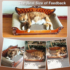 Sofa-Shaped Cat Scratching Couch & Lounge Bed - Thick Cardboard Cat Scratcher Pad (27.6" L x 12.4" W x 11.8" H)