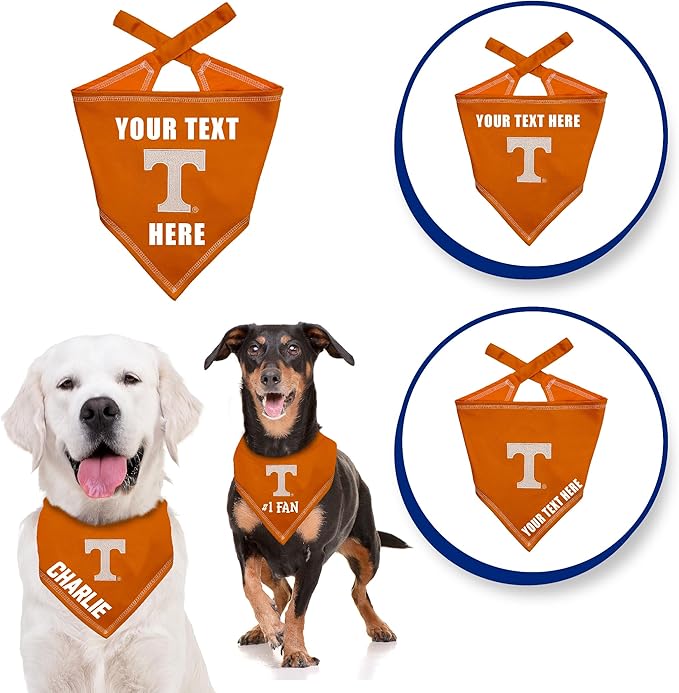 Pets First NCAA Tennessee Volunteers Personalized Tie Around Bandana for Dogs & Cats, Size Small/Medium. Custom Dog Bandana Scarf Bib for Cat Dog. The Ultimate Game-Day & Party Customizable Bandana