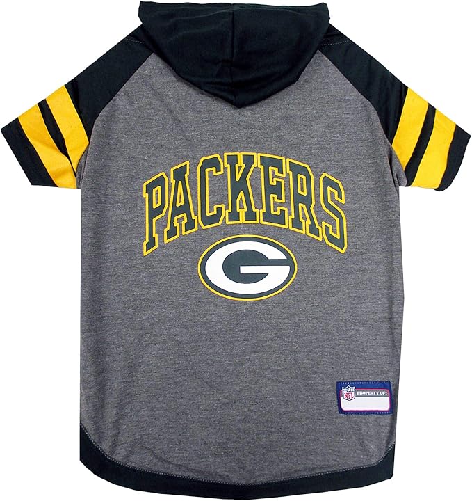 Pets First NFL Green Bay Packers Hoodie for Dogs & Cats. | NFL Football Licensed Dog Hoody Tee Shirt, Small | Sports Hoody T-Shirt for Pets | Licensed Sporty Dog Shirt