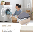 Memory Foam Medium Dog Bed, Cooling Dog Beds for Medium Dogs, Washable Orthopedic Pet Bed for Crate with Joint Relief Memory Foam, Waterproof Liner and Plush Cover (29"x 18", Beige)