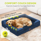 Extra Large Dog Bed, Orthopedic XL Washable Bed for Big Dog Waterproof Pet Couch Sofa Bolster with Removable Cover, Non-Slip Bottom, Tennis Ball Toy, 42x30