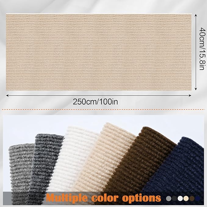 Cat Scratch Deterrent for Furniture - 100" x 15.8" Trimmable Self-Adhesive Cats Claws Scratch Pads, DIY Cat Climbing Couch Protector for Scratch Post Cat Tree Replacement Indoor (Khaki)