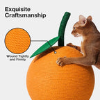 VETRESKA Orange Cat Scratching Post, Cute Cat Scratcher with Jute Rope, Vertical Cat Scratch Post for Indoor Cat and Kitten, Cat Scratching Ball