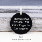 UltraJoys Stainless Steel Pet ID Tag Dog Name Tags Personalized Front and Back Engraving, Customized Dog Tags and Cat Tags, Optional Engraved on Both Sides, Round Tag with Vine Design 2, Small Black