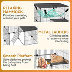 Cat Cage, 4-Tier DIY Cat Enclosures Catio, Cat Playpen Indoor & Outdoor with Hammock, Detachable Metal Wire Kennel Cats Crate, 2x2x4 Exercise Place for 1-3 Cats/Kitten
