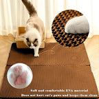 HCY&WLD Cat Litter Mat, Honeycomb Double Layer Cat Litter Trapping Mat, Waterproof Urine Proof Non-Slip, Scatter Control, Less Waste, Easier to Clean (Brown, 24" X 18")