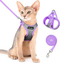 Dooradar Cat Harness and Leash Set, Escape Proof Lightweight Kitten Harness, Soft Breathable Reflective Vest for Outdoor Walking Traveling, Adjustable for Medium Cats, Grey & Purple, M