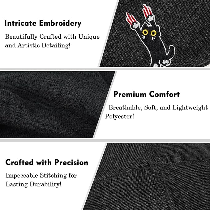 Funny Beanies Warm Knit Hats Fall Winter Black Hip Pop Knit Hat Cap for Women Men