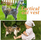 Tactical Cat Harness for Walking Escape Proof, Soft Mesh Adjustable Pet Vest Harness for Large Cat, Small Dog and Khaki…