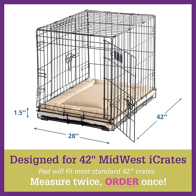 Pet Dreams Dog Crate Pad - Washable Kennel Mat, Crate Pads for Dog Cages, Non-Toxic, Flat Indoor Cat Bed, Fits iCrate 18, 24, 30, 36, 42, 48 Inches (Pink, X Large, 42")