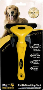 Pet Republique Dog Deshedding Tool - for Dogs, Cats, Rabbits, Any Furry Pets – Reduce Shedding – with 1.8 inches Small and 3 inches Large Replaceable Blades
