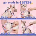 rabbitgoo Cat Harness and Leash for Walking, Escape Proof Soft Adjustable Vest Harnesses for Cats, Easy Control Breathable Reflective Strips Jacket, Purrty Pink, M