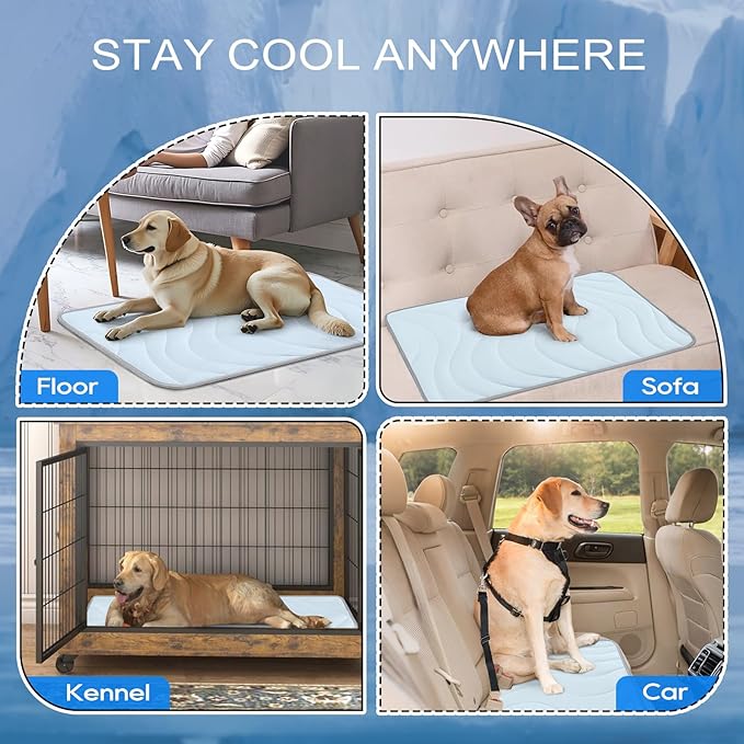 Cozyide Dog Cooling Mat, Medium Cooling Mat for Dogs, Reversible Pad for Pet, 28" L x 22" W, Blue