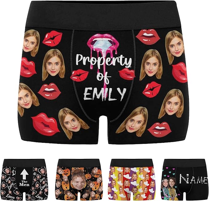 M YESCUSTOM Custom Faces Funny Short Briefs Gift for Husband Underwear