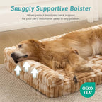 Cute Dog Bed, Faux Rabbit Fur Orthopedic Dog Bed with Sides, Removable Washable Cover & Waterproof Lining, Comfortable Pet Couch for Extra Large Dogs, Tie-Dye Brown (48" L x 35" W x 7.5" Th)