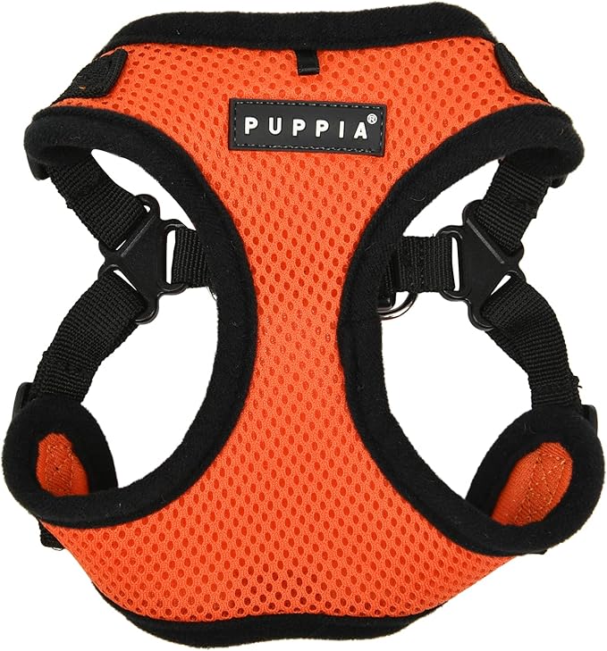 Puppia Dog Harness Comfort Mesh Step-in All Season No Pull No Choke Walking Training Adjustable Neck & Chest for Small & Medium Dog - Orange - M