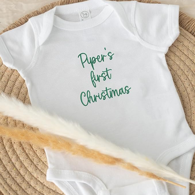COUPLEHOODIES Personalized Baby Onesie Bodysuit – Custom Embroidery Gift for Pregnancy Reveal Baby Shower or First Grandchild