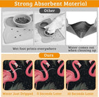 Pet Feeding Mat,Pink Flamingo Absorbent Dog Cat Food Mat Palm Leaves Dog Mat with Rubber Backing,Non-Slip Water Bowl Placemat,Pet Supplies 16" x 24"