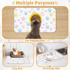 Dog Bowl Mat,Colorful Dog Paws Pet Feeding Mat for Floors Waterproof,Animal Absorbent Dogs Placemat for Food and Water Quick Dry Pet Cat Feeding Mats with Non Slip Bottom 16" x 24"