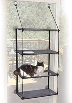 K&H Pet Products EZ Mount Quad Stack Cat Window Perch for Large Cats, Sturdy Window Hammock Bed, Steel Frame, Sturdy Suction Cups, 4 Washable Shelf Covers, Foldable - Fits 27" W X 59" H Glass Spaces
