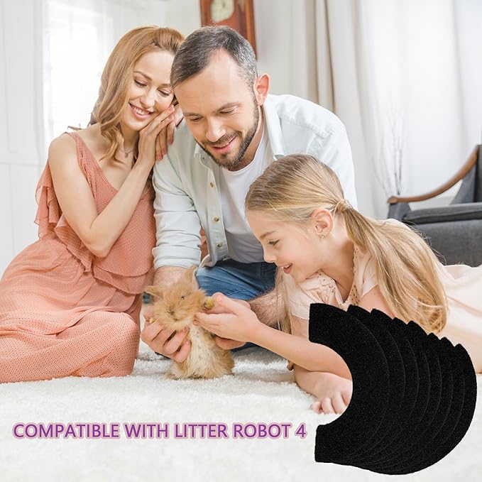 8 Pack Carbon Filters Compatible with Litter Robot 4, Activated Charcoal Cat Litter Box Filters Replacement to Absorb Odors Litter Box Deodorizer Controls Moisture and Keep Home Fresh