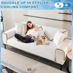 OTOB Cooling Dog Couch Cover Ice Silk Fiber, Washable & Non Slip Sofa Protector, Soft Pet Bed Mat, Durable Pet Friendly Sofa Covers(Cream, 28"*70")