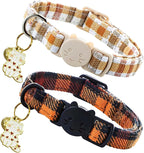 Elegant little tail 2 Pack Cat Collar- Fall Cat Collars Breakaway with Bell Pendant Wedding Kitten Boy Girl Safety Adjustable 7-12 Inch Collar for Small Cats Puppy