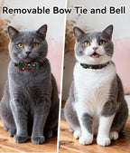 Joytale 2 Pack Christmas Cat Collar with Bells, Breakaway Cat Collars with Bow Tie, Girl Boy Safety Plaid Kitten Collars, Christmas Red+Green