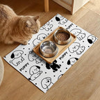 Puppy Pattern Pet Feeding Mat 24x16 Inch Cute Pet Feeding Area Mat Pet Food Mat Pet Mats for Food and Water Dog Mat for Food and Water Indoor Feeding Corner Kitchen Floor Decor