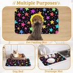 Neon Stars Dog Food Mat,Bright Colorful Absorbent Pet Feeding Mat for Food and Water Bowl,Quick Dry Dog Placemat Non Slip Rubber Backing Waterproof Pet Supplies 12" x 20"