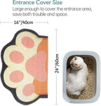 Cute Cat Litter Mat 24”x16”, Litter Box Mat, Litter Trapping Mat, Soft on Kitty Paws, Easy Clean, Anti Slip, Pet Accessories, Door Floor mats - White paw