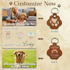 Eunigem Personalized Pet Hair Keychain for Dogs Cats-Custom Paw Keychains for Dog Hair-Shaped Leather Keychain,Pet Memorial Gifts Remembrance Accessory Refillable Keepsake for Bag or Key (Color-3)