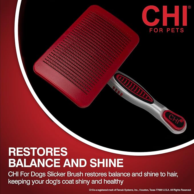 CHI Pivoting Slicker Brush - Self Cleaning and High End for Grooming Large Dogs