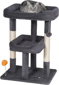 FourFurPets 27.6-Inch Cat Tree, Cat Tower for Indoor Cats, Cat Condo for Large Cats, Small Cat Tree with Scratching Post, Toy Balls, for Kittens, 2 Soft Platform, Dark Gray