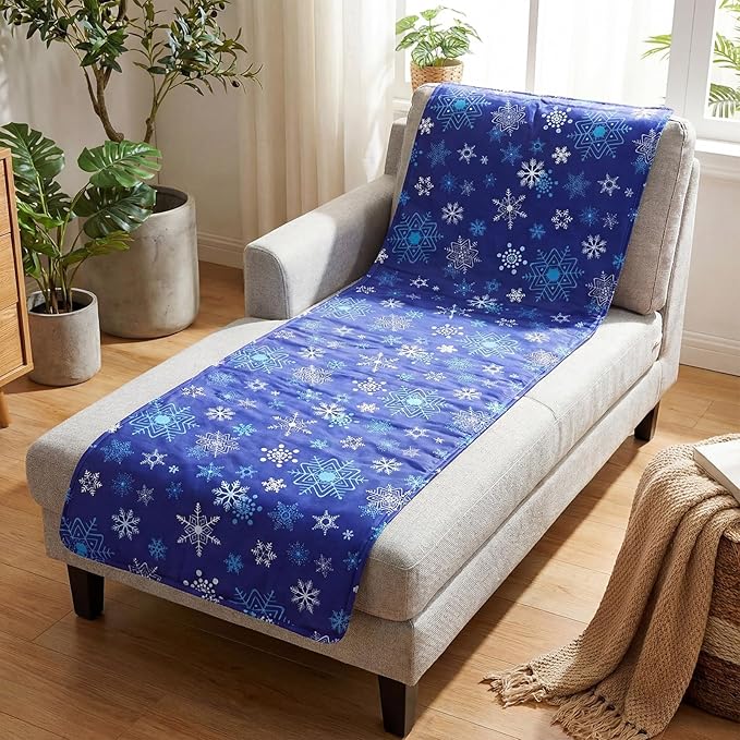 Cooling Pad Mat for Sleep Cooling Mattress Pad Gel for Bed, Relieve Pain, Summer Hot Flashes, Adult, Pets, No Water or Electricity Required (Blue,White,60 x 20 Inch)