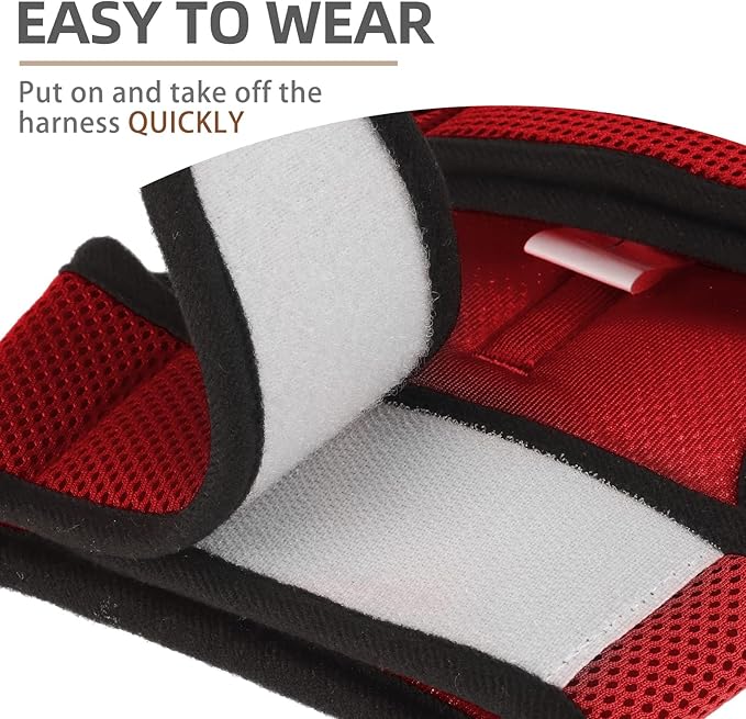 PUPTECK Soft Mesh Cat Vest Harness and Leash Set Puppy Padded Pet Harnesses Escape Proof for Cats Small Dogs, Red Small