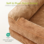 XXL Dog Bed for Extra Large Dogs, Giant Orthopedic Dog Bed with Cooling Gel Memory Foam, Waterproof Pet Bed with Removable Washable Cover, 53" Pet Sofa Bed Dutch Velvet with Bone Toy, Brown
