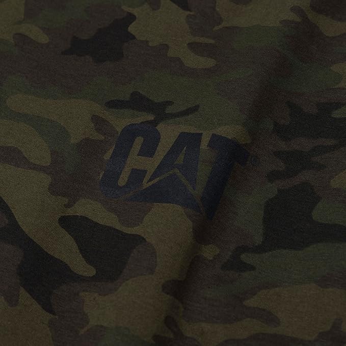 CAT Men's Trademark T-Shirts with Shape-Retention Rib Trim Spandex, Tagless Neck, and Cat Logo on Left Chest