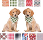 ARING PET Christmas Dog Bandanas, Green White Plaid Triangle Scarf for Puppy Small Medium Large Boy Girl Dogs-S