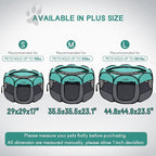 Pet Cat Playpen for Indoor Cats Enclosed, Puppy Dog Play Pen for Outdoor Travel Camping (Small Size, Green & Dark Grey)