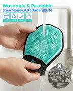 Pet Hair Removal Glove for Dogs & Cats(2-Pack), 2-in-1 Double-Sided Pet Grooming Glove, Electrostatic Pet Hair Remover Glove for Clothes & Furniture + Silicone Brush for Deshedding Pets