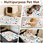 Dog Food Mat for Bowls, Absorbent Quick Dry Dog Cat Mats for Food and Water, Non-Slip Backing Pet Mat Pet Supplies - Heart Pattern