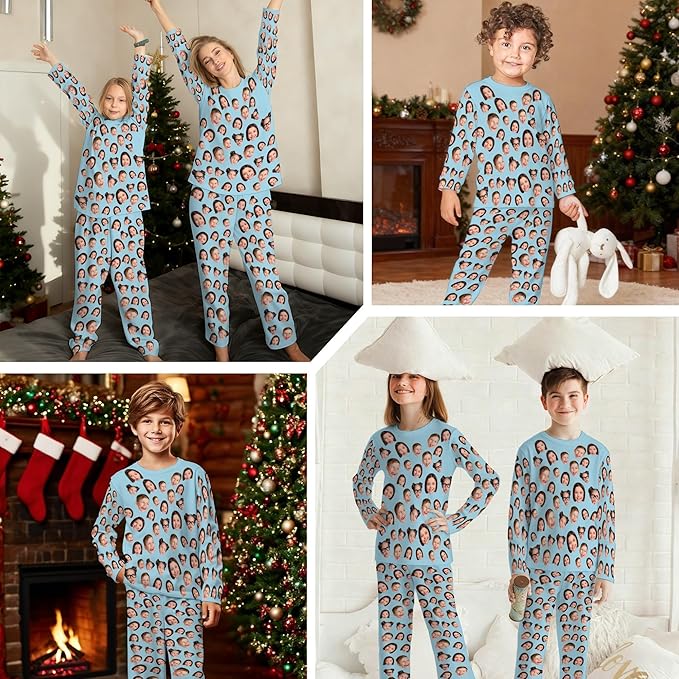 Artsadd Personalized Pajamas with Faces for Women Men Custom Christmas Pajamas Gifts for Family Couple, Funny Photo Pjs