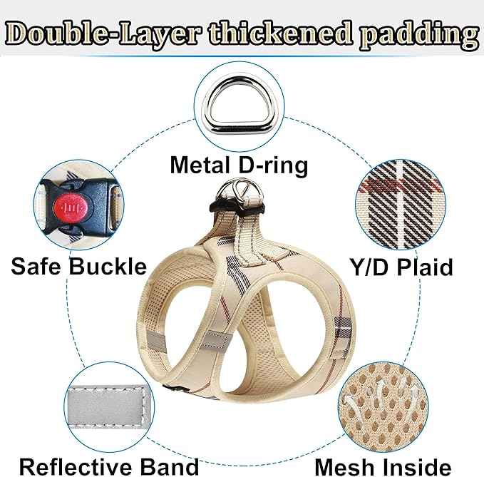 Dog Harness Step-in Breathable Puppy Cat Dog Vest Harnesses for Small Medium Dogs