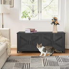 Homhedy Cat Litter Box Enclosure for 2 Cats, Litter Box Furniture Hidden with Double Room,Wooden Cat Washroom Furniture,Cat House,47.2”L x 19.7”W x 19.7”H,Black