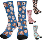 Artsadd Custom Face Socks for Women Men Cat Dog Lovers, Customized Unisex Funny Crew Sock Gifts