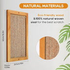 Large Cat Scratching Post for Indoor Cats - Wooden Sisal Cat Wall Scratcher, Vertical Floor or Wall Mounted Cat Scratch Pad, Furniture Protector for Adult Cats & Kittens